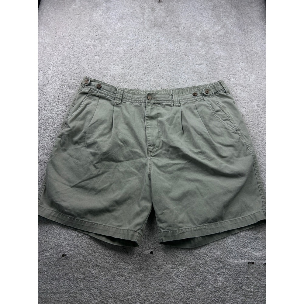 Vintage Tommy Bahama Chino Shorts 40 Khaki Cotton Pleated Side Adjust Hong Kong